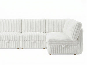 English Elm Armless Modular Sectional Sofa Set with Hidden Storage and Sleeper for Living Room Beige W680S00200