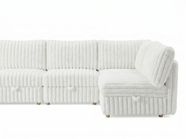 English Elm Armless Modular Sectional Sofa Set with Hidden Storage and Sleeper for Living Room Beige W680S00200