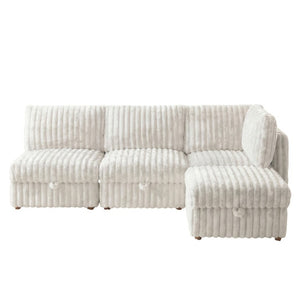 English Elm Armless Modular Sectional Sofa Set with Hidden Storage and Sleeper for Living Room Beige W680S00200