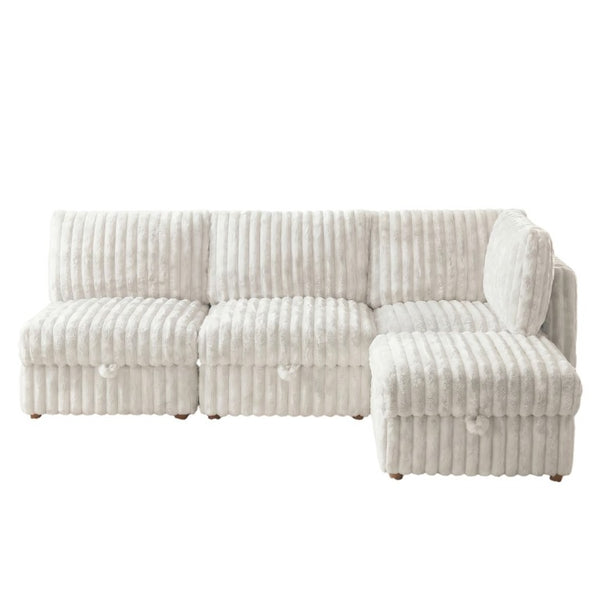 English Elm Armless Modular Sectional Sofa Set with Hidden Storage and Sleeper for Living Room Beige W680S00200