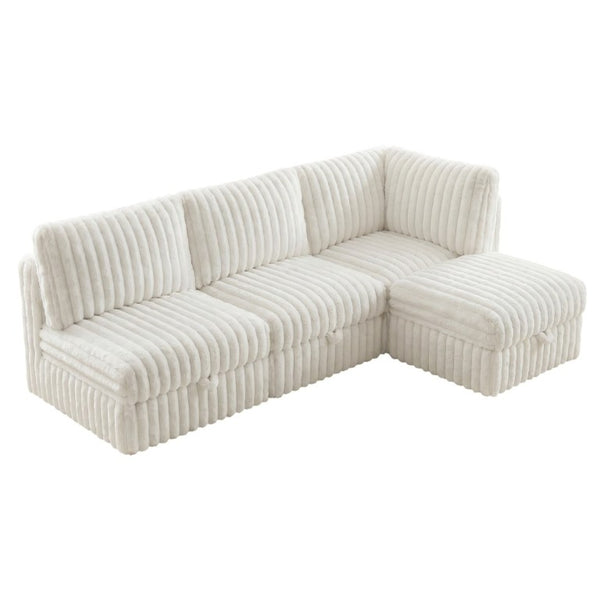 English Elm Armless Modular Sectional Sofa Set with Hidden Storage and Sleeper for Living Room Beige W680S00200