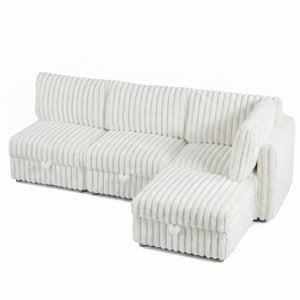 English Elm Armless Modular Sectional Sofa Set with Hidden Storage and Sleeper for Living Room Beige W680S00200