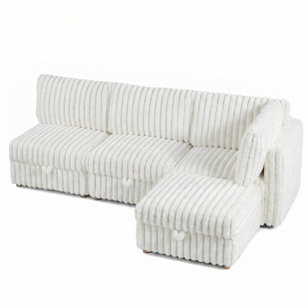 English Elm Armless Modular Sectional Sofa Set with Hidden Storage and Sleeper for Living Room Beige W680S00200