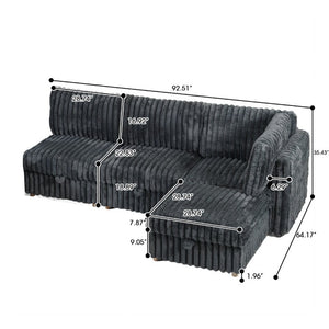 English Elm Armless Modular Sectional Sofa Set with Hidden Storage and Sleeper for Living Room Grey W680S00201
