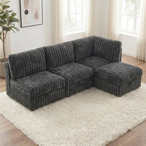 English Elm Armless Modular Sectional Sofa Set with Hidden Storage and Sleeper for Living Room Grey W680S00201
