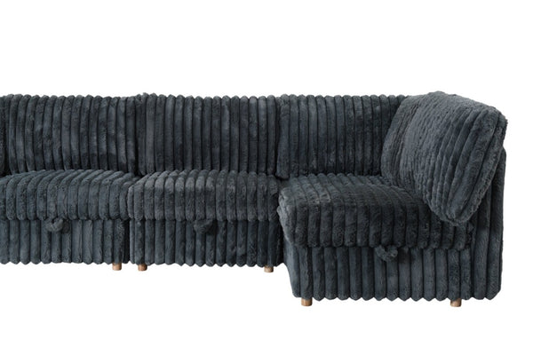 English Elm Armless Modular Sectional Sofa Set with Hidden Storage and Sleeper for Living Room Grey W680S00201