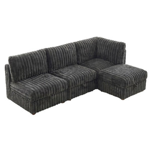 English Elm Armless Modular Sectional Sofa Set with Hidden Storage and Sleeper for Living Room Grey W680S00201