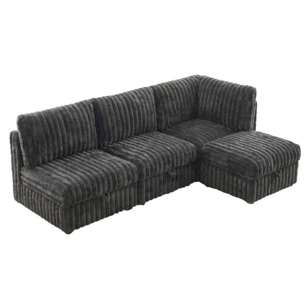 English Elm Armless Modular Sectional Sofa Set with Hidden Storage and Sleeper for Living Room Grey W680S00201