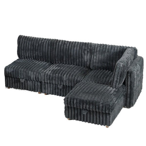 English Elm Armless Modular Sectional Sofa Set with Hidden Storage and Sleeper for Living Room Grey W680S00201