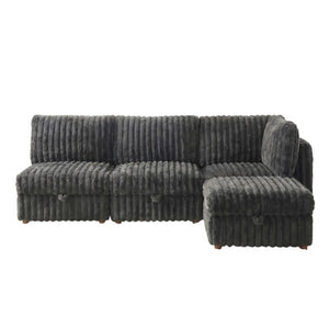 English Elm Armless Modular Sectional Sofa Set with Hidden Storage and Sleeper for Living Room Grey W680S00201