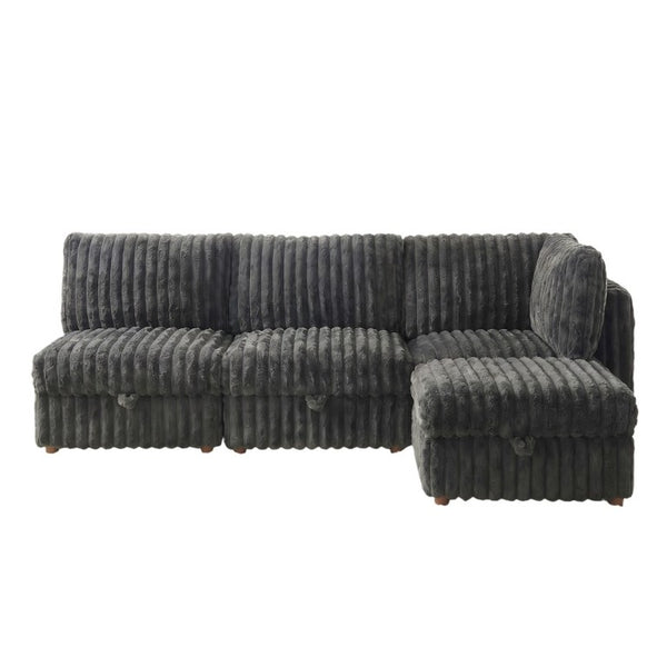 English Elm Armless Modular Sectional Sofa Set with Hidden Storage and Sleeper for Living Room Grey W680S00201