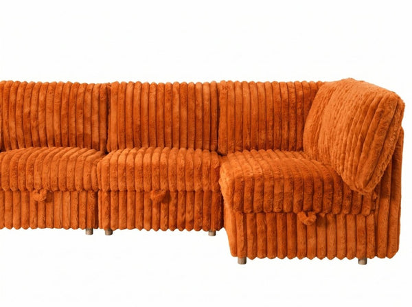 English Elm Armless Modular Sectional Sofa Set with Hidden Storage and Sleeper for Living Room Orange W680S00202