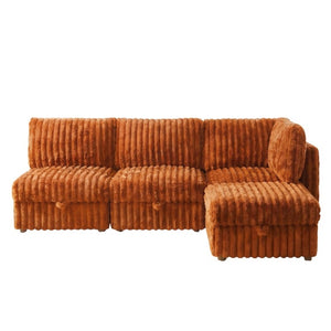 English Elm Armless Modular Sectional Sofa Set with Hidden Storage and Sleeper for Living Room Orange W680S00202