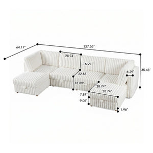 English Elm Armless Modular Sectional Sofa Six Piece Fabric Set with Storage and Sleeper for Living Room Beige W680S00203