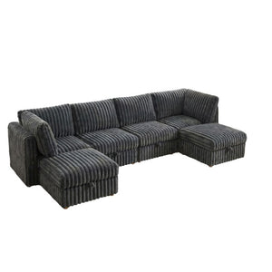English Elm Armless Modular Sectional Sofa Six Piece Fabric Set with Storage and Sleeper for Living Room Grey W680S00204