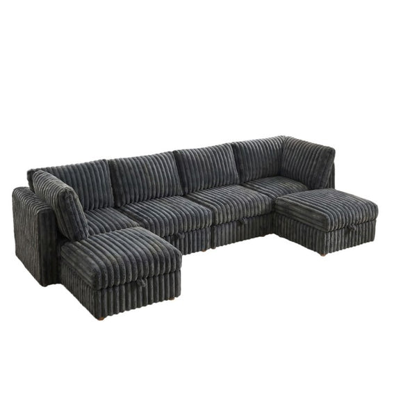 English Elm Armless Modular Sectional Sofa Six Piece Fabric Set with Storage and Sleeper for Living Room Grey W680S00204