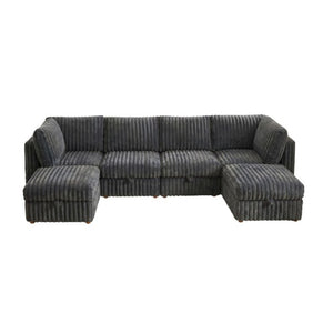 English Elm Armless Modular Sectional Sofa Six Piece Fabric Set with Storage and Sleeper for Living Room Grey W680S00204