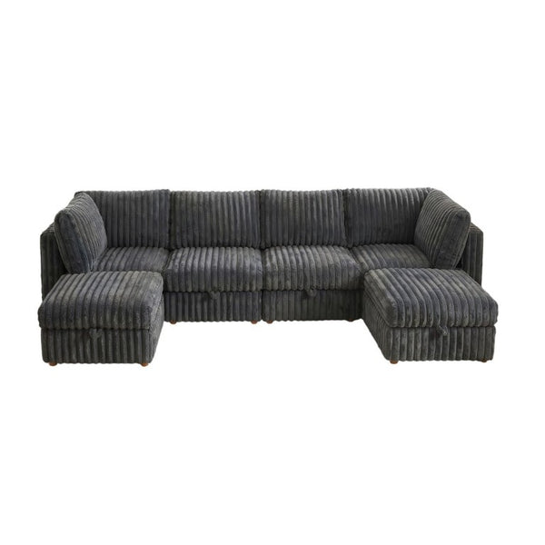 English Elm Armless Modular Sectional Sofa Six Piece Fabric Set with Storage and Sleeper for Living Room Grey W680S00204