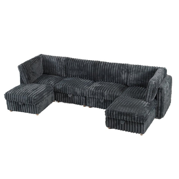 English Elm Armless Modular Sectional Sofa Six Piece Fabric Set with Storage and Sleeper for Living Room Grey W680S00204