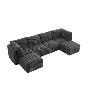 English Elm Armless Modular Sectional Sofa Six Piece Fabric Set with Storage and Sleeper for Living Room Grey W680S00204