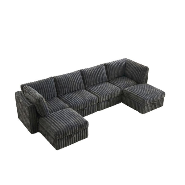 English Elm Armless Modular Sectional Sofa Six Piece Fabric Set with Storage and Sleeper for Living Room Grey W680S00204