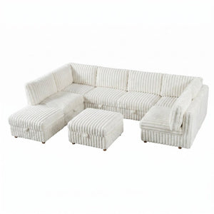 English Elm Armless 8 Piece Modular Sectional Sofa with Storage and Sleeper Living Room Set Beige W680S00206