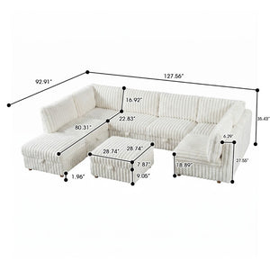 English Elm Armless 8 Piece Modular Sectional Sofa with Storage and Sleeper Living Room Set Beige W680S00206