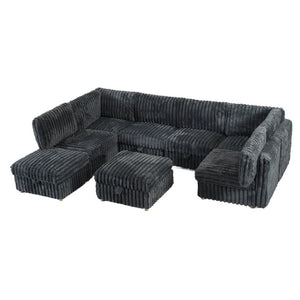 English Elm Armless 8 Piece Modular Sectional Sofa with Storage and Sleeper Living Room Set Grey W680S00207
