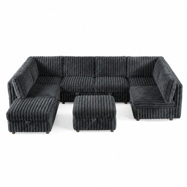 English Elm Armless 8 Piece Modular Sectional Sofa with Storage and Sleeper Living Room Set Grey W680S00207