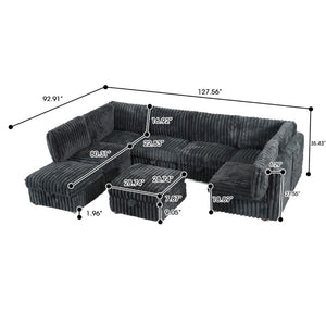 English Elm Armless 8 Piece Modular Sectional Sofa with Storage and Sleeper Living Room Set Grey W680S00207