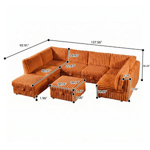 English Elm Armless 8 Piece Modular Sectional Sofa with Storage and Sleeper Living Room Set Orange W680S00208