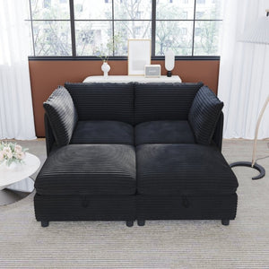 English Elm Modular Sectional Sofa with Hidden Storage in Every Seat Flexible Living Room Layout Black W680S00213