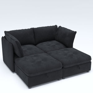 English Elm Modular Sectional Sofa with Hidden Storage in Every Seat Flexible Living Room Layout Black W680S00213