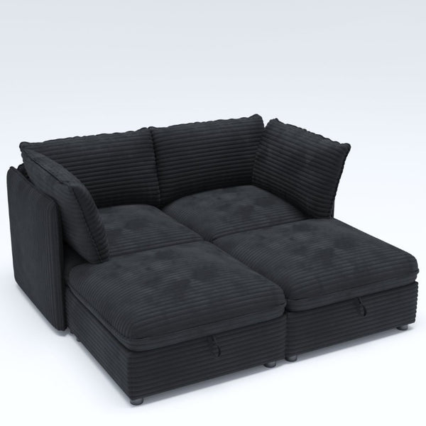 English Elm Modular Sectional Sofa with Hidden Storage in Every Seat Flexible Living Room Layout Black W680S00213