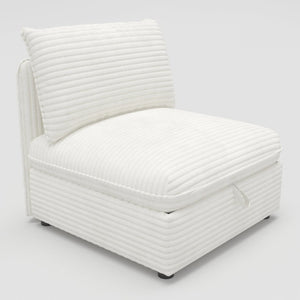 English Elm Modular Sectional Sofa with Hidden Storage in Every Seat Flexible Living Room Layout White W680S00214