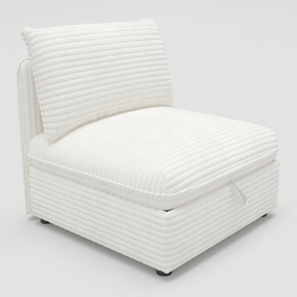 English Elm Modular Sectional Sofa with Hidden Storage in Every Seat Flexible Living Room Layout White W680S00214