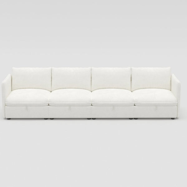 English Elm Modular Sectional Sofa with Hidden Storage in Every Seat Flexible Living Room Layout White W680S00214