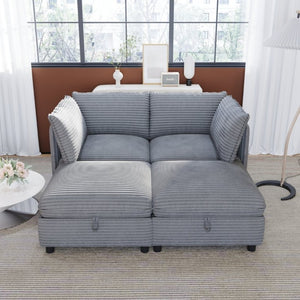 English Elm Modular Sectional Sofa with Hidden Storage in Every Seat Flexible Living Room Layout Gray W680S00215