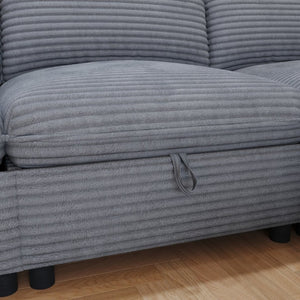 English Elm Modular Sectional Sofa with Hidden Storage in Every Seat Flexible Living Room Layout Gray W680S00215