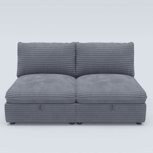English Elm Modular Sectional Sofa with Hidden Storage in Every Seat Flexible Living Room Layout Gray W680S00215