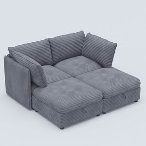 English Elm Modular Sectional Sofa with Hidden Storage in Every Seat Flexible Living Room Layout Gray W680S00215