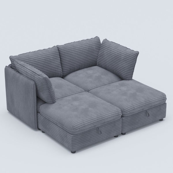 English Elm Modular Sectional Sofa with Hidden Storage in Every Seat Flexible Living Room Layout Gray W680S00215