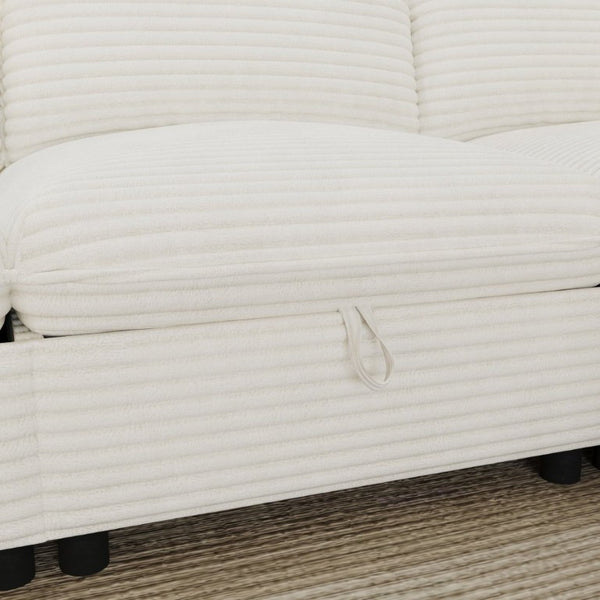 English Elm Modular Six Seat Sectional Sofa with Hidden Storage and Breathable Fabric Upholstery White W680S00217