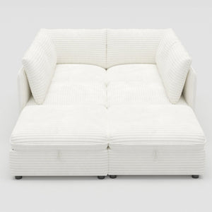 English Elm Modular Six Seat Sectional Sofa with Hidden Storage and Breathable Fabric Upholstery White W680S00217