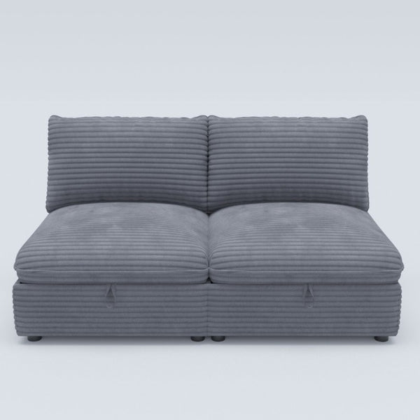 English Elm Modular Six Seat Sectional Sofa with Hidden Storage and Breathable Fabric Upholstery Gray W680S00218
