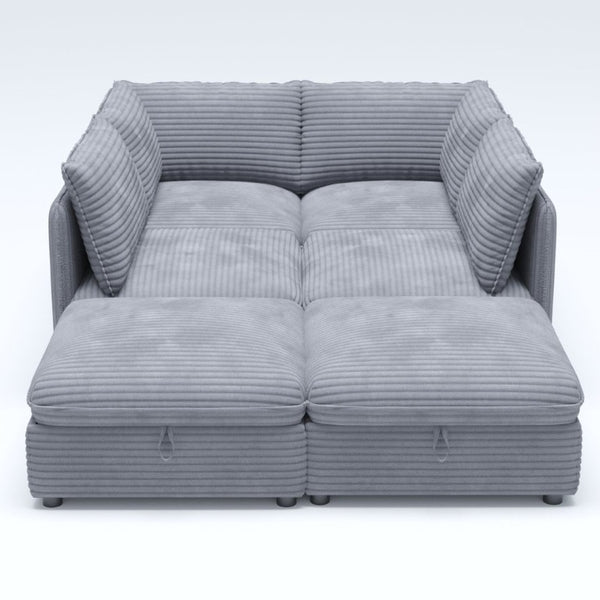 English Elm Modular Six Seat Sectional Sofa with Hidden Storage and Breathable Fabric Upholstery Gray W680S00218
