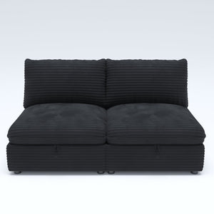 English Elm Modular Six Seat Sectional Sofa with Hidden Storage and Breathable Fabric Upholstery Black W680S00219