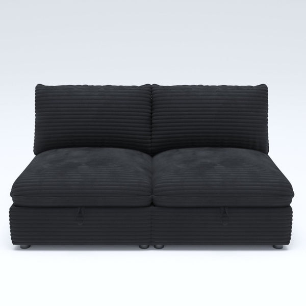 English Elm Modular Six Seat Sectional Sofa with Hidden Storage and Breathable Fabric Upholstery Black W680S00219