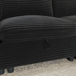 English Elm Modular Six Seat Sectional Sofa with Hidden Storage and Breathable Fabric Upholstery Black W680S00219
