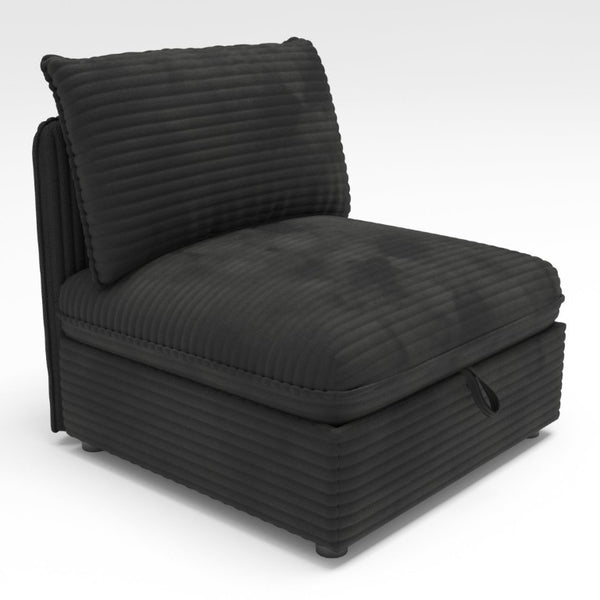 English Elm Modular Six Seat Sectional Sofa with Hidden Storage and Breathable Fabric Upholstery Black W680S00219